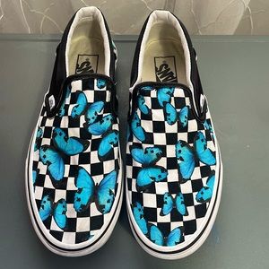 Vans Authentic Slip-On (Checkerboard Butterflies) - size 8